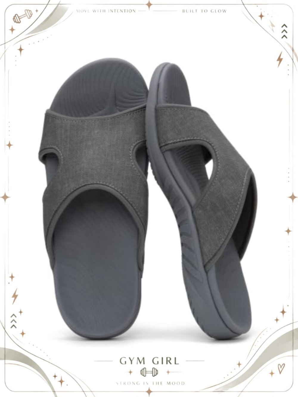Men's Recovery Slide Sandals High Arch Support PU Leather Slip On